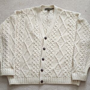 Inis Crafts Fisherman Knit Cardigan Sweater Sz. XL